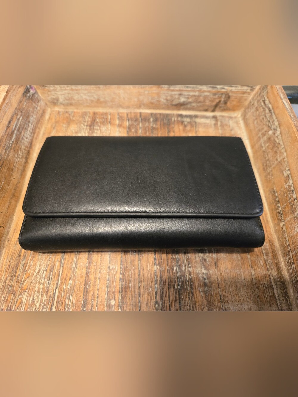Vintage Wilsons Leather Women's Framed Kisslock Clutch Wallet Black Checkbook